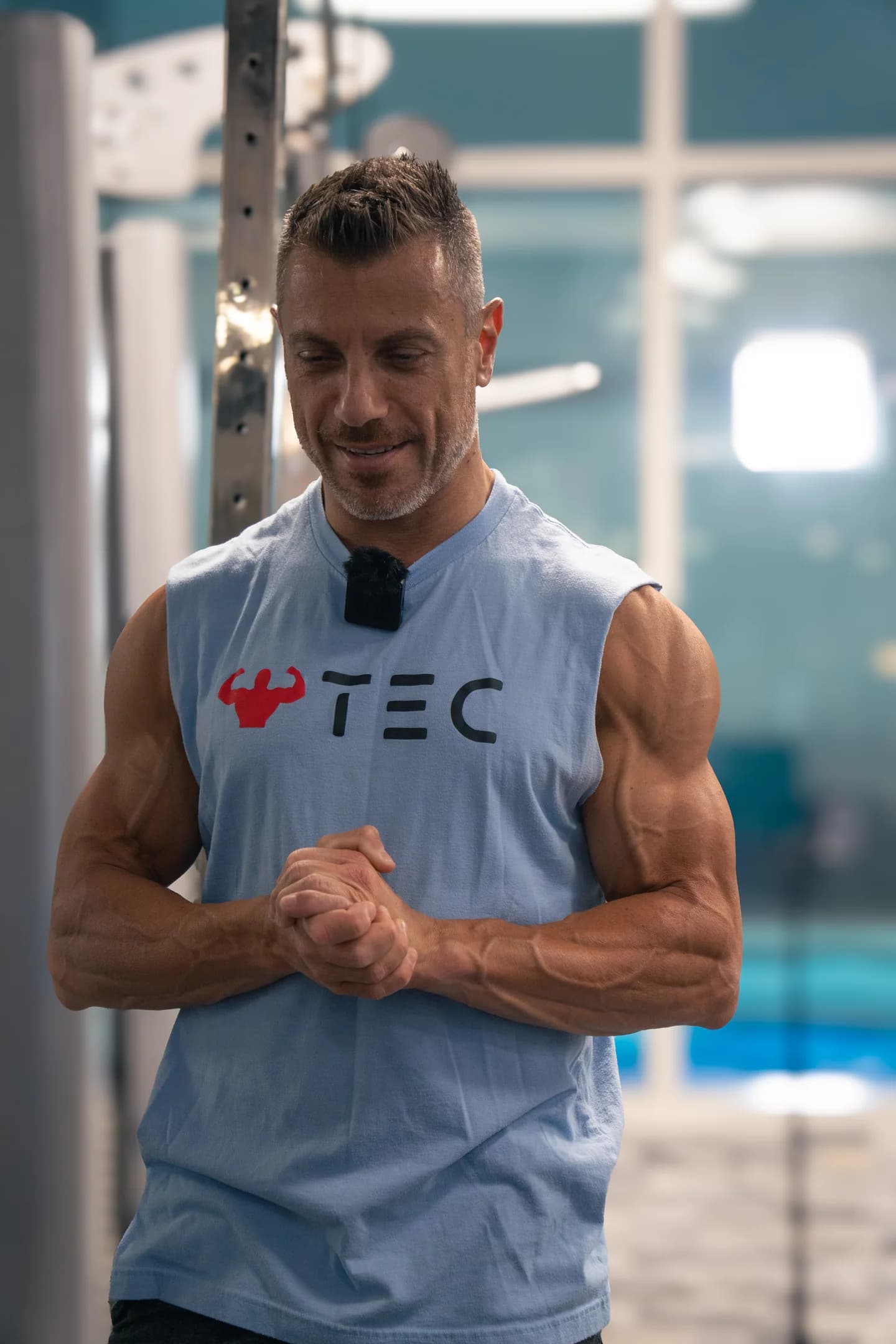 Solo portrait in a blue TEC training shirt.